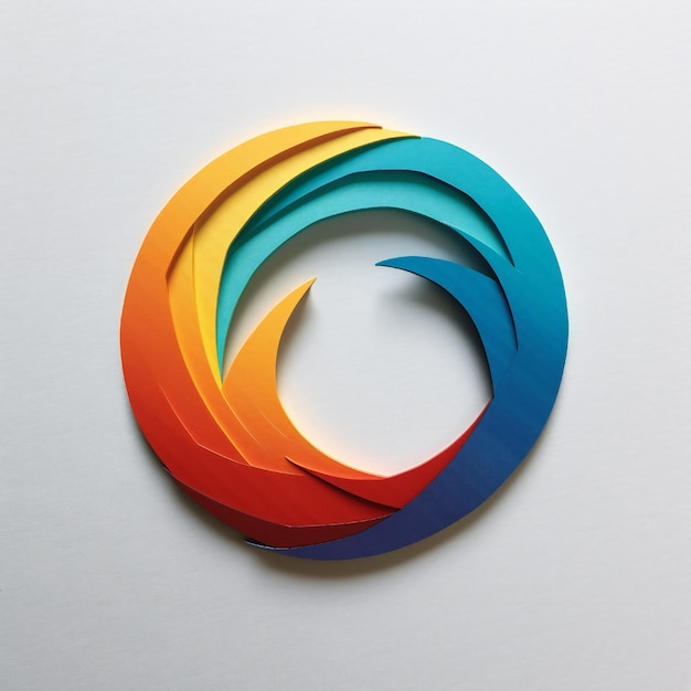 Colored paper cut logo representing a message white background