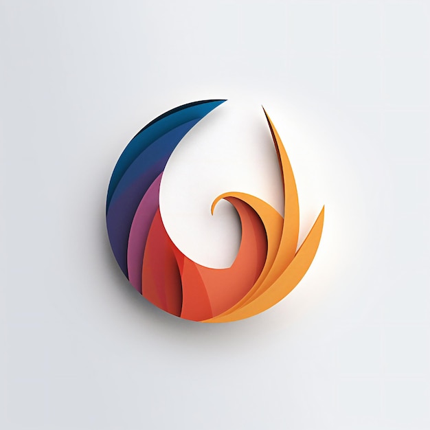 Colored paper cut logo representing a message white background
