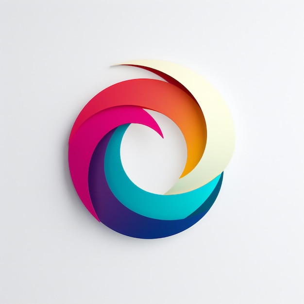 Colored paper cut logo representing a message white background