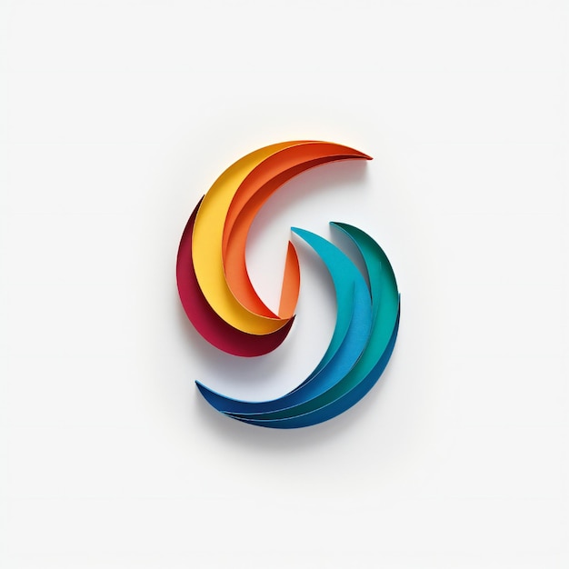 Colored paper cut logo representing a message white background