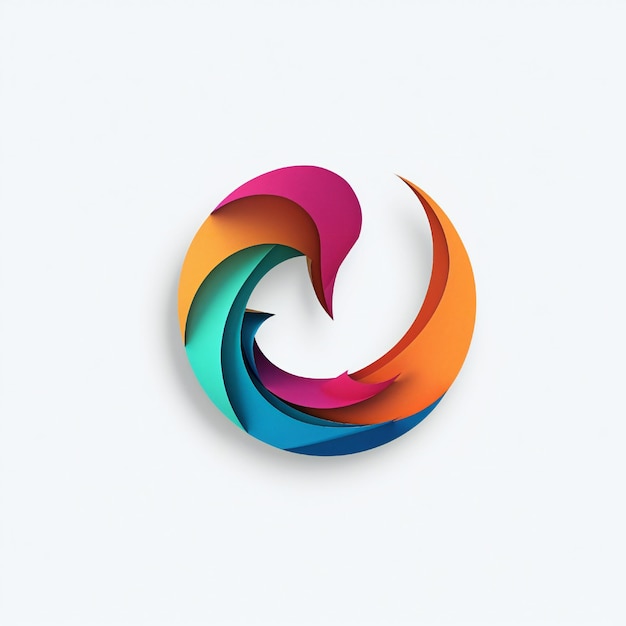 Foto colored paper cut logo representing a message white background