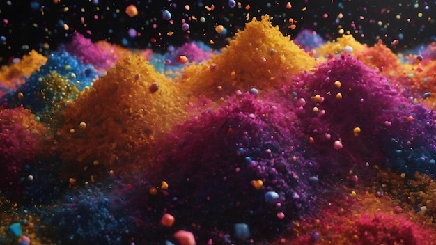 Фото Цветные частицы на черном фоне