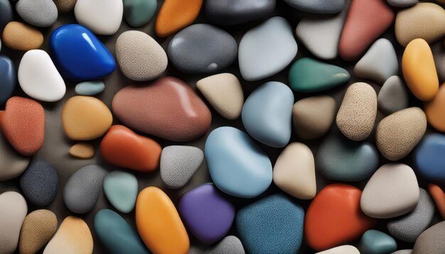 Colored pebbles as a background 3d render illustration