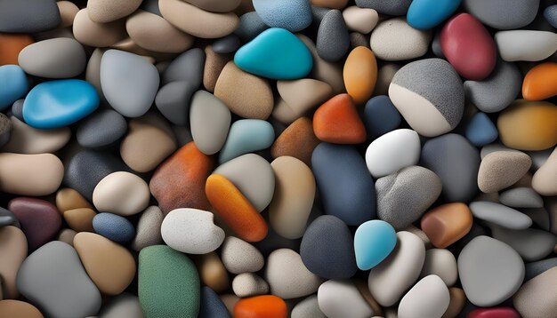 Colored pebbles as background 3D rendering illustration