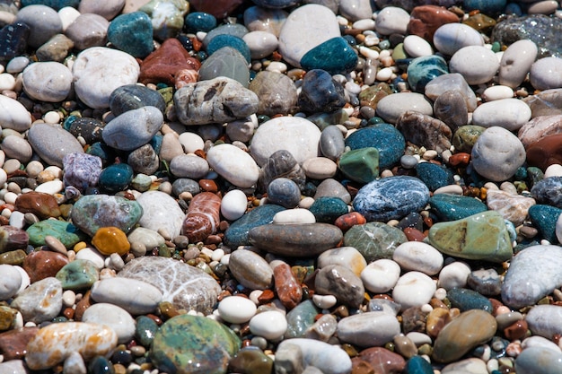 Colored pebbles on the beach