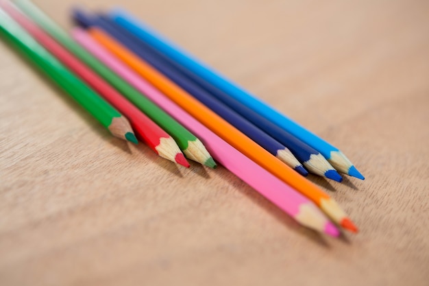 Colored pencils arranged in diagonal line