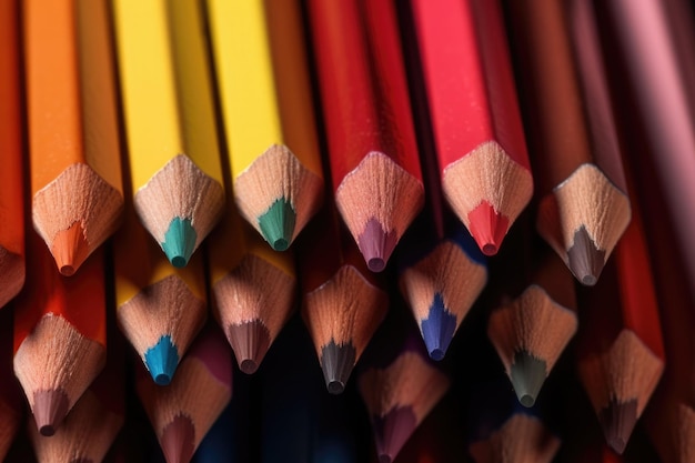 Colored pencils Back to school background Generative AI illustration