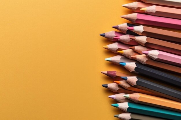 Colored pencils Back to school background Generative AI