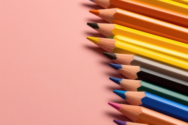 Colored pencils Back to school background Generative AI