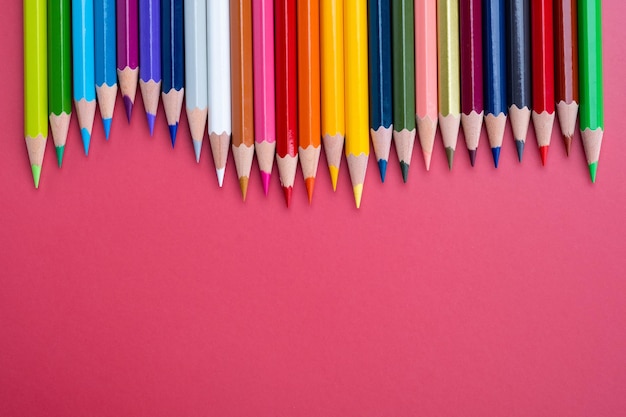 Colored pencils background back to school concept