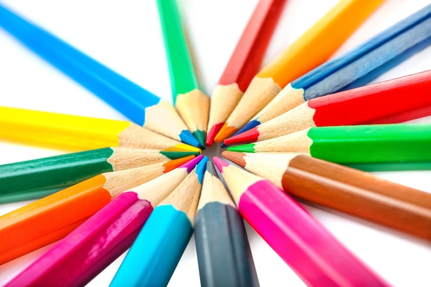 Colored pencils isolated on white