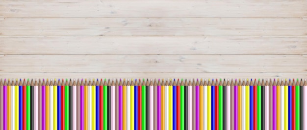 Цветные карандаши на деревянном фоне 3d иллюстрация