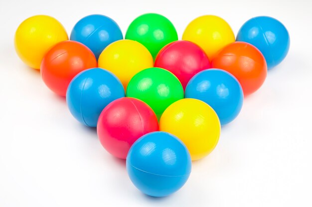 Colored plastic balls . leisure and game items. round objects