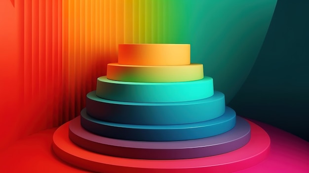 Colored podium background Bright color Generative Ai