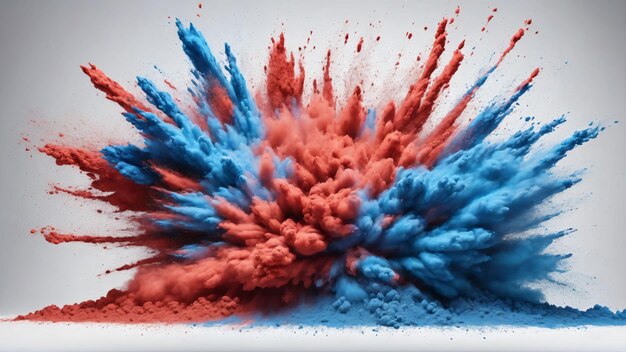 Colored powder explosion Abstract closeup dust on backdrop