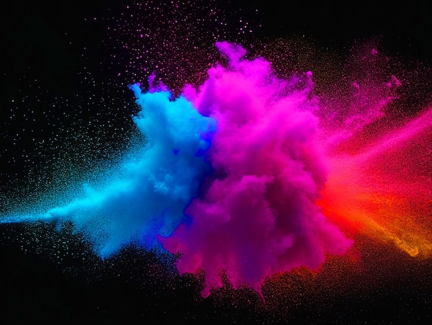 Colored powder explosion black background