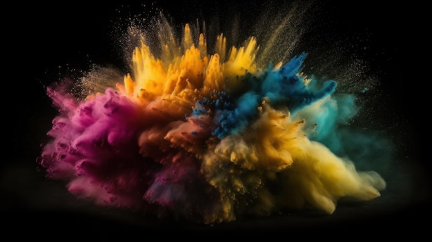 Colored powder explosion Copy space Generative ai