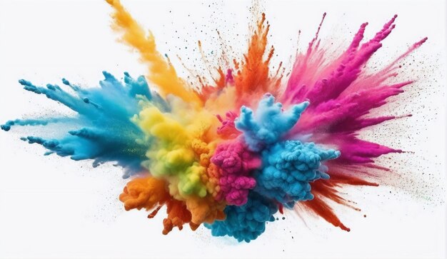 Colored powder explosion isolated on a white background