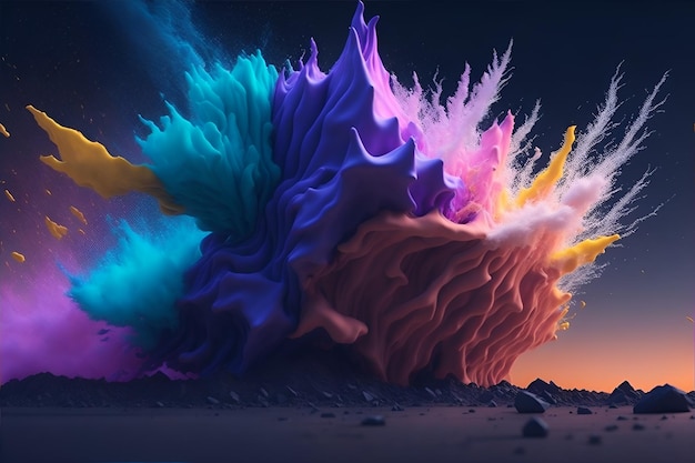 Colored powder explosion wallpaper