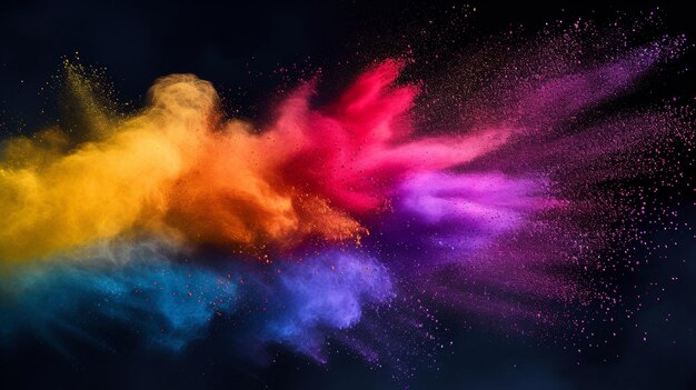 Photo colored powders flying in the air