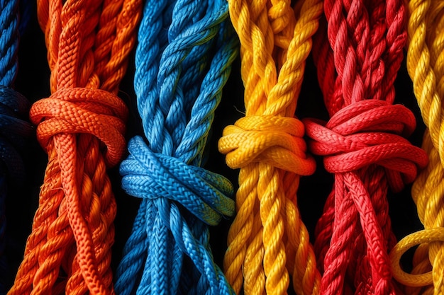 Colored ropes tied together