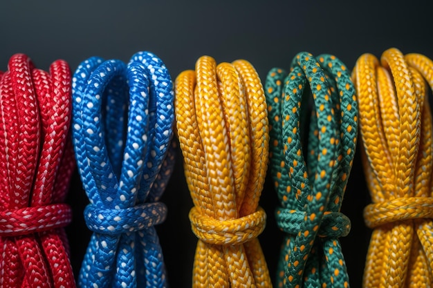 Colored ropes tied together