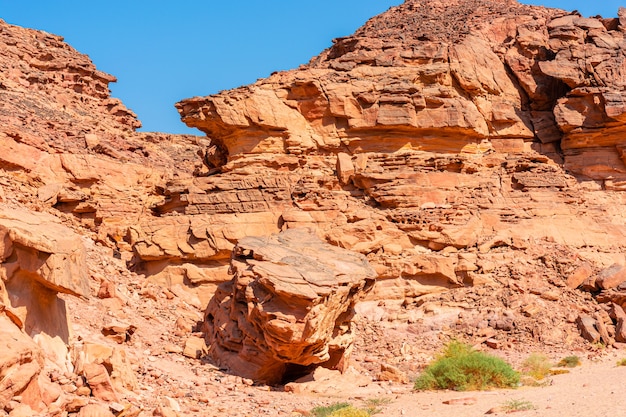 Colored Salam canyon in the Sinai Peninsula, beautiful curved limestone stones.