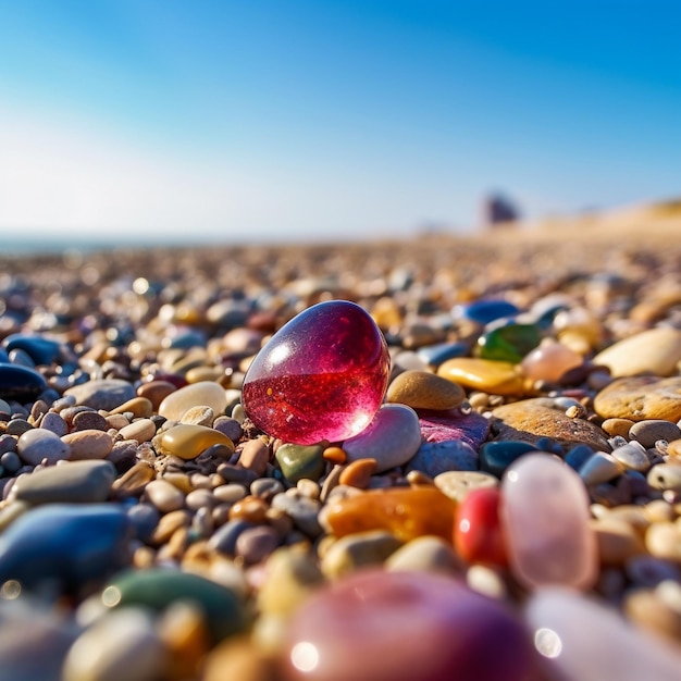 Photo colored sea pebbles