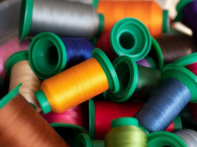 Colored sewing threads Spools of multicolored thread for sewing and embroidery machine