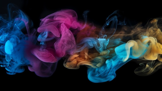 Colored smoke on a black background selective focus art Generative AI