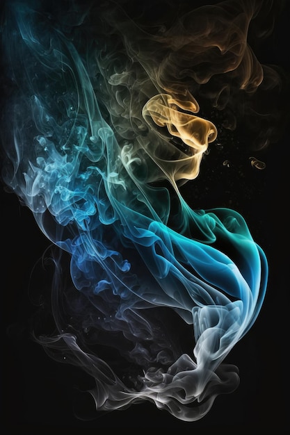 Colored smoke on black background