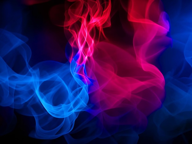 Photo colored smoke on a dark background blue and red light with smoke