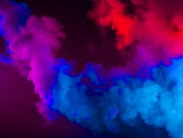 Colored smoke on a dark background blue and red light with smoke