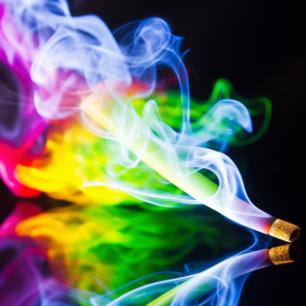 Colored smoke isolated on a black background