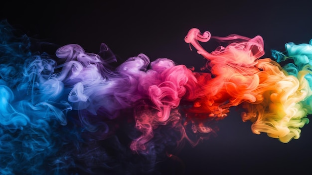 colored smoke isolated on black background