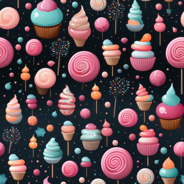 colored sweets seamless pattern