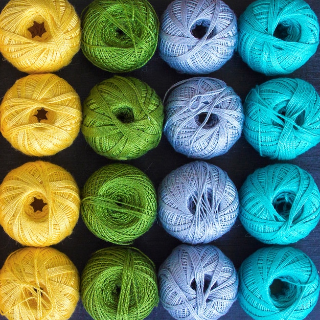 Colored threads for knitting 