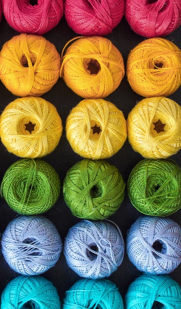 Colored threads for knitting 