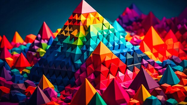 Colored triangular shapes on top of each other