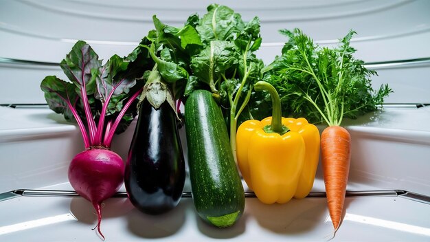 Colored vegetables on white background