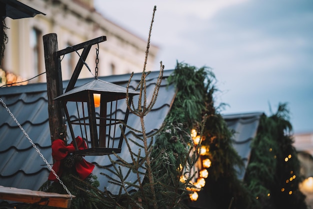 Photo colored vintage lamps at christmas