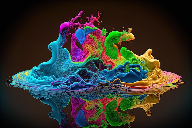 Colored water dissolves into an abstract shape