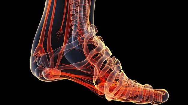 Colored x ray of human foot