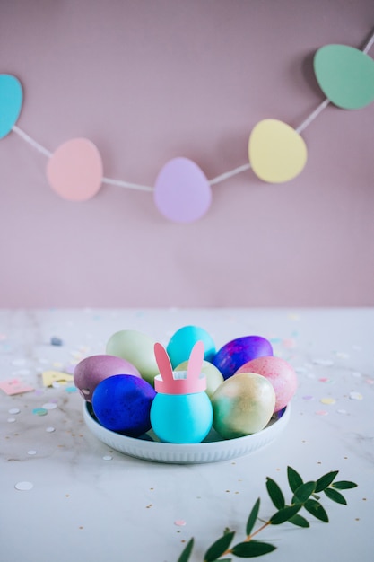 Colorfil easter eggs with bunny ears 