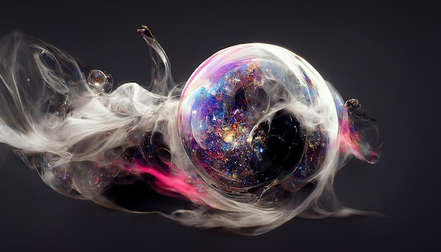 Colorful 3D Backgrande merged with smoke in surreal atmosphere