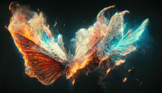 colorful 3d backgrande merged with smoke in surreal atmosphere