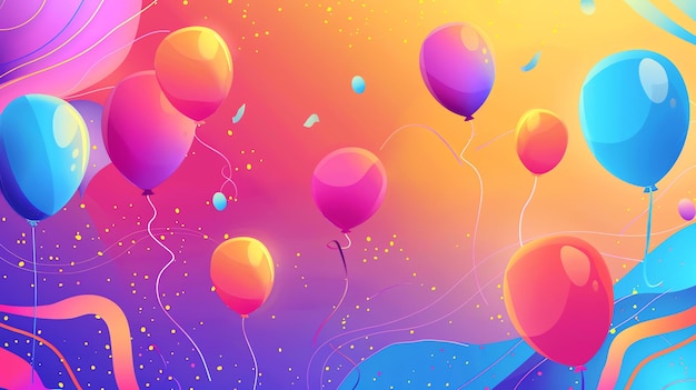Цветные 3D-балоны с градиентным фоном Балоны разных цветов и размеров, которые, кажется, плавают в воздухе