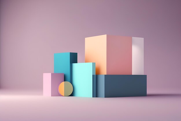 A colorful 3d box for product mockup 3d render