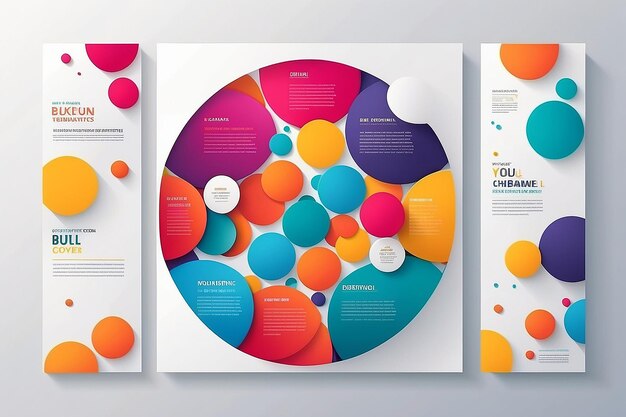 Photo colorful 3d bulk geometric round elements pattern on white background modern brochure