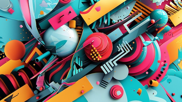 Colorful 3D geometric shapes